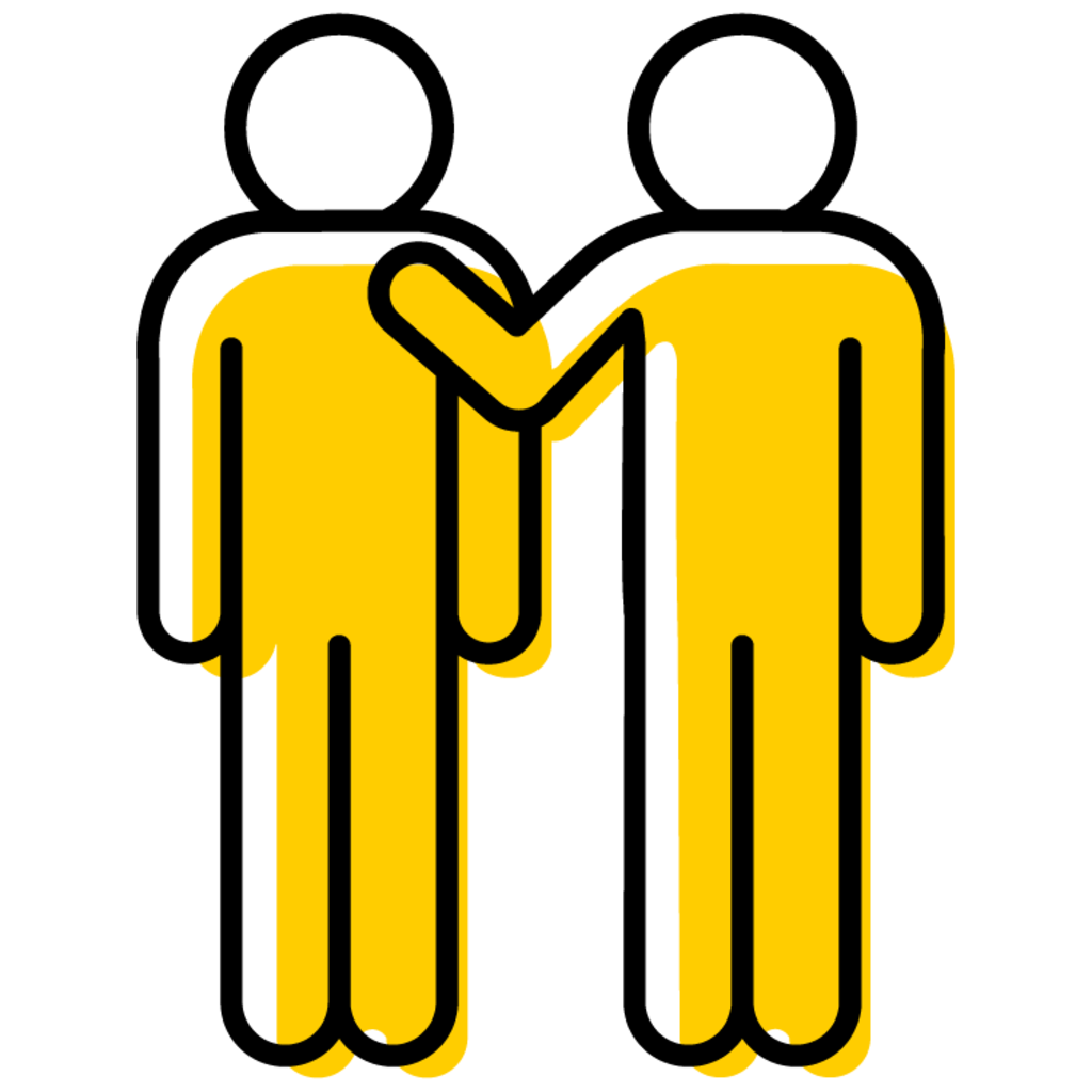 icon of two individuals side by side with hand on shoulder